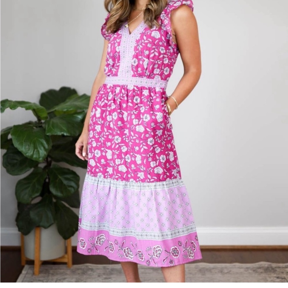 LOFT pink and purple maxi dress - Size 0